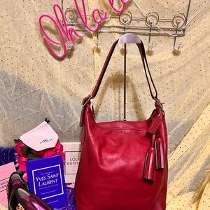 Coach Legacy Duffle shoulder bag in red leather with a zip closure